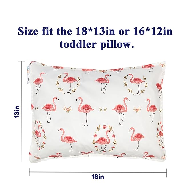ALVABABY Toddler Pillowcases Fits 13 x 18inch,12x 16inch Kids Pillow for Sleep 2 Pack Cotton Baby Children Pillow Cover Envelope Travel Pillowcases Rabbit Flamingo 2TPW08