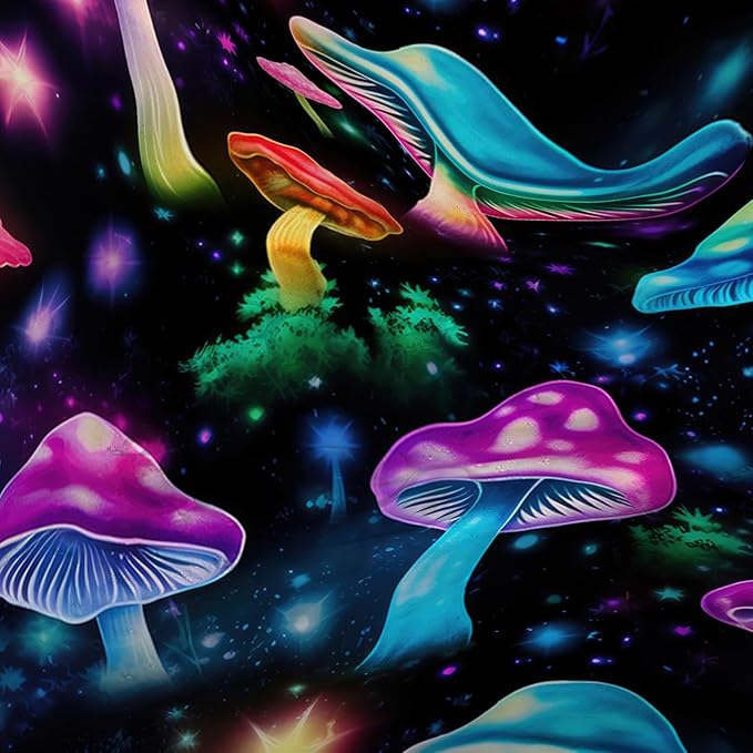 AILONEN Colorful Magic Mushroom Shower Curtain,Natural Fungal Plants Shower Curtain Set for Bathroom,Boho Style Waterproof Fabric Bath Curtain for Kids Girls, 72" W*96" H