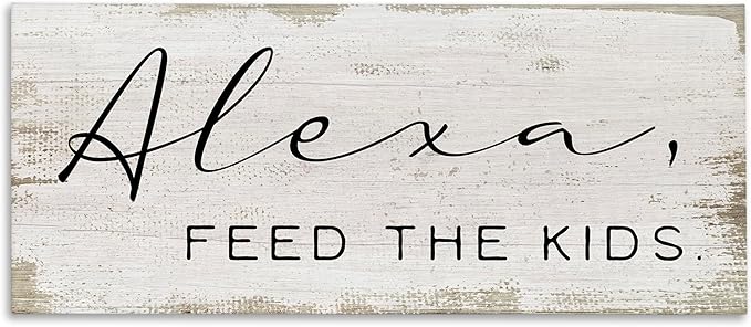 Stupell Industries Alexa Feed The Kids Funny Kitchen Family Sign, Designed by Daphne Polselli Wall Art, 17 x 40, Canvas