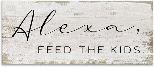Stupell Industries Alexa Feed The Kids Funny Kitchen Family Sign, Designed by Daphne Polselli Wall Art, 17 x 40, Canvas
