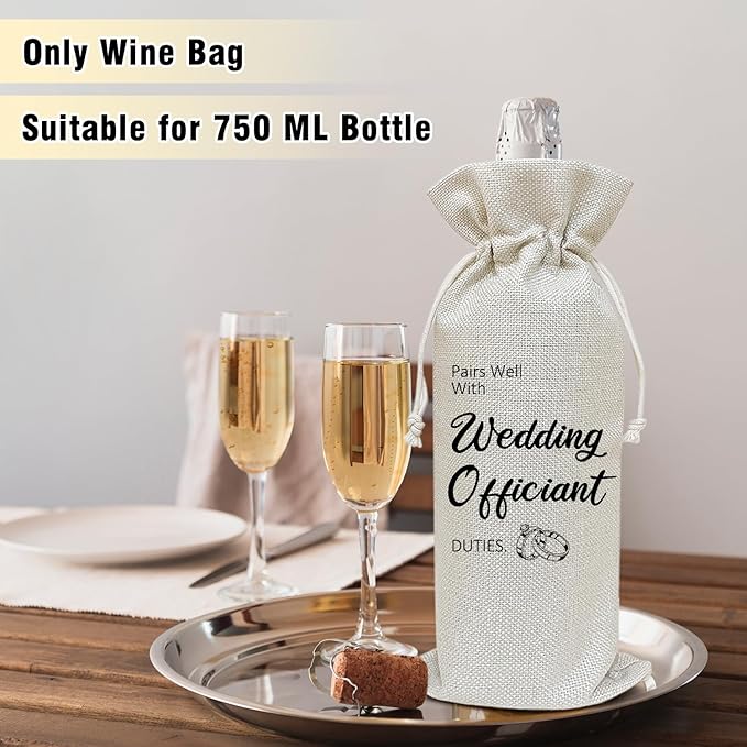 Wine Canvas Bag, Wedding Wine Gift Bag, Wedding Gift for Bride Groom New Couples Gifts Wine Bags for Wine Bottles, Wine Gifts With Drawstring Wedding Engagement Bridal Shower Party Decoration -WB13