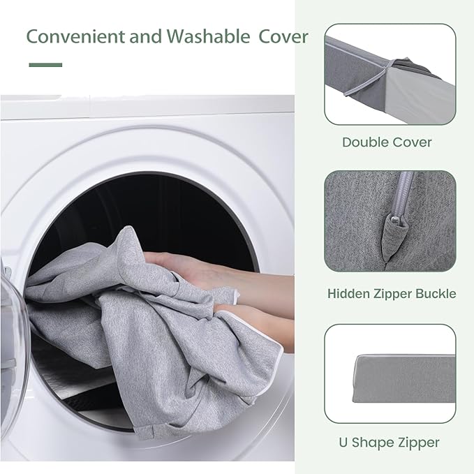 Bed Wedge Pillow for Headboard Queen Size(60"X10"X6"), Comfy Headboard Pillow Wedge for Gap(0-6''), Triangle Mattress Wedge Pillow for Sleeping Reading, Bed Gap Filler for Headboard(Grey)