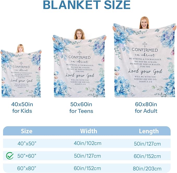 Confirmation Gifts for Girls, Confirmation Gifts for Teenage Girl, Confirmation Gifts Ideas, Confirmation Gifts for Teen Girls, Confirmation Decorations Throw Blanket 50x60 in