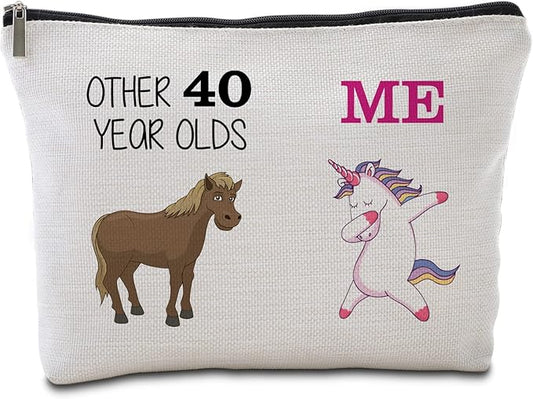 40th Birthday Gifts Women Travel Makeup Bag Funny Unicorn Gift Bag Other 40 Year Old Me Unicorn Best 40 Birthday Decorations for Her 40th Birthday Gift Ideas