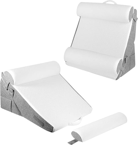 Wedge Pillow for Sleeping, 4PCS Bed Pillow for Side Sleeping, L29 x H22 Body Pillow with Memory Foam, Pocket Included