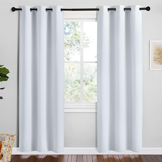 NICETOWN Room Darkening Draperies Curtains Panels, Greyish White, 2 Panels, 42 by 78, Window Treatment Thermal Insulated Grommet Room Darkening Curtains/Drapes for Bedroom