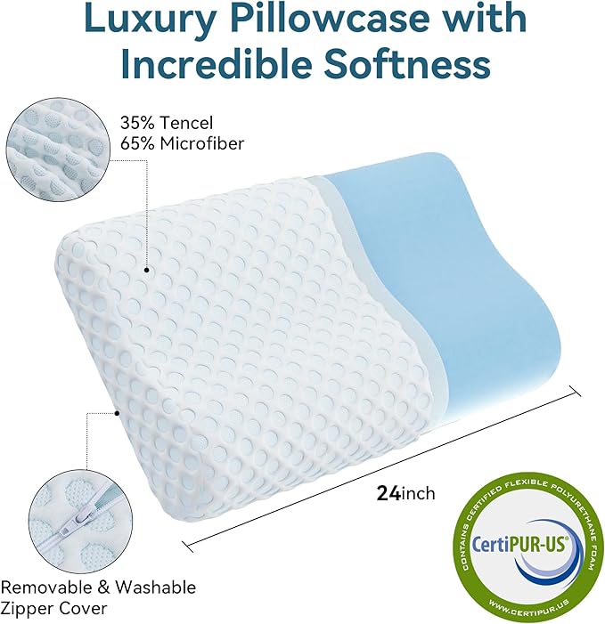 Neck Pillow Memory Foam Contour Pillow for Pain Relief Cervical Pillow for Sleeping, Orthopedic Pillow for Neck and Shoulder Pain, Ergonomic Pillow for Side Back Stomach Sleeper-Soft