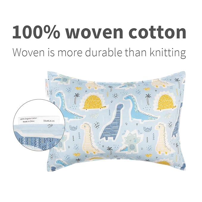 ALVABABY Toddler Pillow Cover Fits 13 x 18,12x 16 Kids Pillow 2 Pack Cotton Sleep Travel Pillowcases with Envelope Baby Children Pillowcase for Boys Girls Sleep and Dream