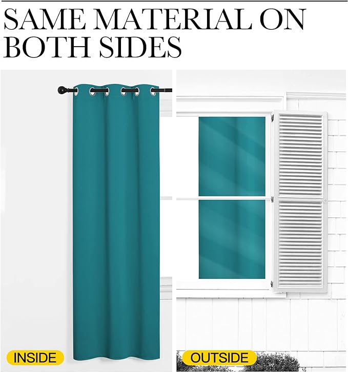 NICETOWN Room Darkening Curtains 45 inch Length 2 Panels, Thermal Insulated Grommet Blackout Curtains for Modern Casual Elegant Bedroom Kids Room Theme Decoration (Peacock Teal, 2 Pieces, W34)