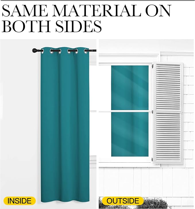 NICETOWN Room Darkening Curtains 68 inch Length 2 Panels, Thermal Insulated Grommet Blackout Curtains for Modern Casual Elegant Bedroom Kids Room Theme Decoration (Peacock Teal, 2 Pieces, W55)