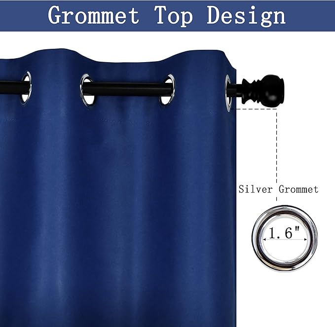 DECOVSU Navy Blue Window Valance for Kitchen 70x18 Inch Solid Blackout Thermal Insulated Grommet Valance for Bedrooom Living Room Extra Wide 1 Panel