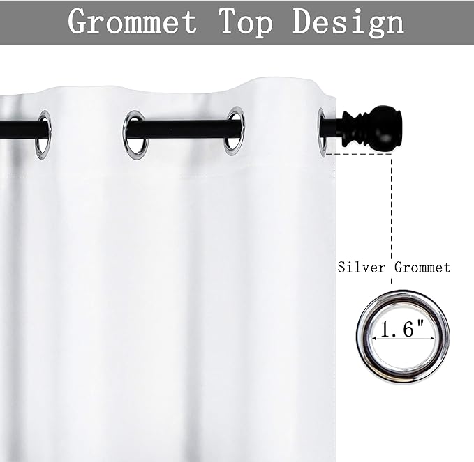 Solid Pure Off White Grommet Valance for Windows 70X18 Inches Valance for Kitchen Blackout Curtain Valance for Living Room Short Straight Drape Valance for Bedroom Kids Room 1 Panel