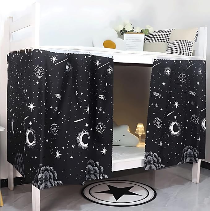 2 Panels Dormitory bed curtain single bed shading decor privacy protection cover canopy, loft under Bunk Bed Curtains