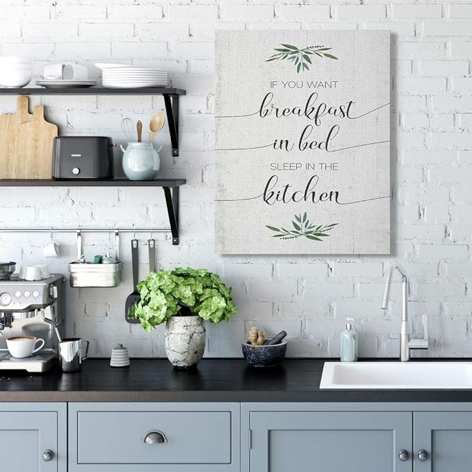 Stupell Industries for Breakfast in Bed Sleep in Kitchen Sassy Phrase Wall Art, 30 x 40, Off- White