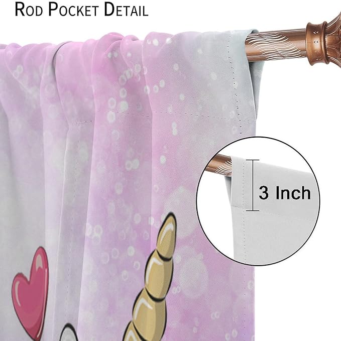 Unicorn Curtains Fantasy Star Moon Cartoon Theme Curtains Cute White Unicorn Rainbow Design Printed Curtains Boys Girls Room Curtains 42x45 Inch 2 Panels