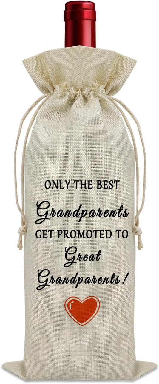 Sazuwu Promoted to Great Grandparents Gift Wine Bag Pregnancy Announcement Gifts Wine Bottle Decoration Bag New Great Grandparents Gifts for Parents Wine Accessories Gifts for Wine Lovers