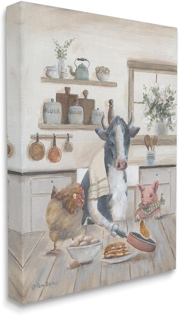 Stupell Industries Farm Animals in Kitchen Canvas Wall Art Design by Pam Britton
