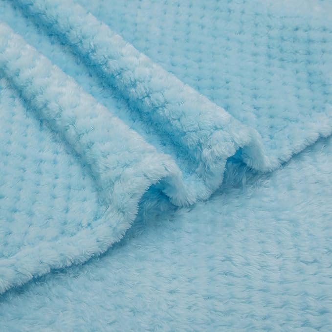 Fuzzy Throw Blanket, Plush Fleece Blankets for Adults, Toddler, Boys and Girls, Warm Soft Blankets and Throws for Bed, Couch, Sofa, Travel and Outdoor, Camping (Throw(50"x70"), L-Ice Blue)