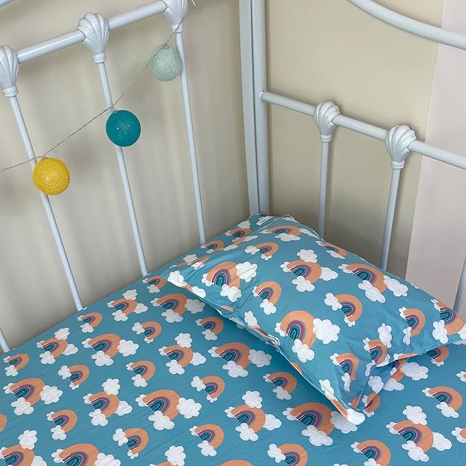 ALVABABY Toddler Pillowcases Fits 13 x 18,12x 16 Kids Pillow, 2 Pack Stretchy Soft Baby Pillow Cover Envelope Kids Pillowcases for Boys Girls Rainbow 2TPE04