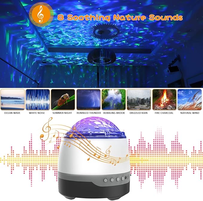 Galaxy Projector,Star Projector for Bedroom,Remote Control & White Noise Bluetooth Speaker,8 Soother Sounds,Timer,LED Night Lights for Kids Room, Adults Home Theater, Party, Living Room Decor