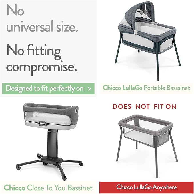 Bassinet Fitted Sheets for Chicco LullaGo Nest Portable Bassinet, Close to You 3-in-1 and Next2Me Bedside Bassinet – Snuggly Soft 100% Cotton – Dusty Blue + Navy – 2 Pack – Not for Lullago Anywhere