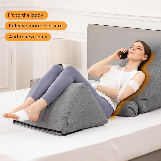 inflatable Orthopedic Bed Wedge Pillow for Sleeping,Back Neck Leg Pain Relief Post Surgery, Heartburn,Acid Reflux & GERD Reading Pillow for Post Surgery,Support Pillows-Anti Snoring,Sleep apnea