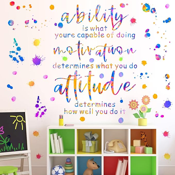 Inspirational Quotes Wall Decal Colorful Inspirational Wall Stickers Vinyl Motivational Phrases Stickers Removable Peel and Stick Wall Stickers for Nursery Classroom Kids Room Decor