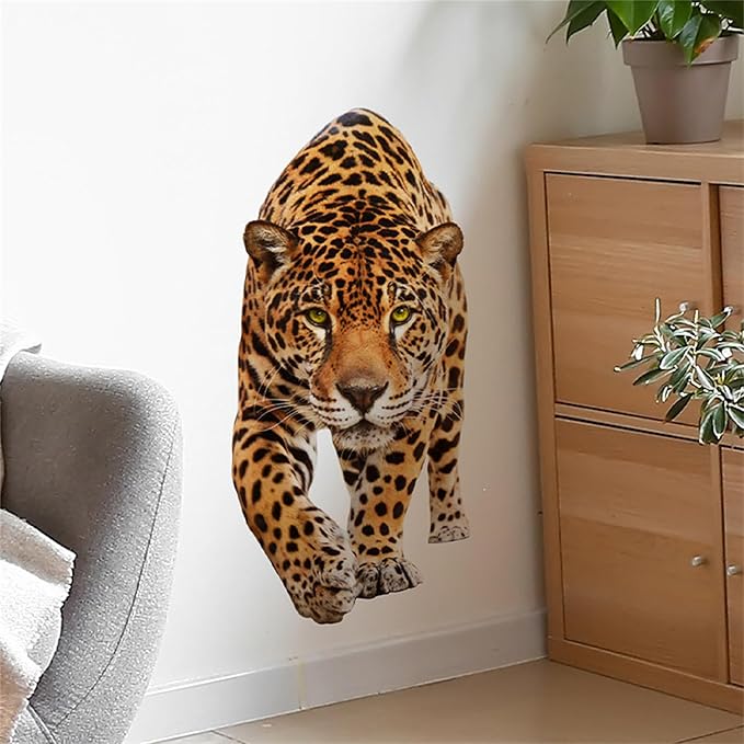 Lifelike Cheetah Wall Decal 3D Animals Wall Sticker Safari Wall Decor for Nursery Kid'sroom School Classroom Livingroom Bedroom Bathroom Decoration (Lifelike Cheetah 3)