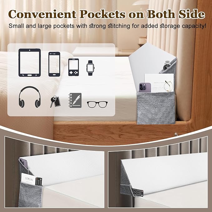 VVZ Bed Gap Filler Queen Bed Wedge Pillow for Headboard Gap Mattress Gap Filler Triangle Pillow Wedge for Headboard Gap, 30D Memory Foam Wedge Pillow Stopper with 2 Side Big Pocket (60"×10"×6")