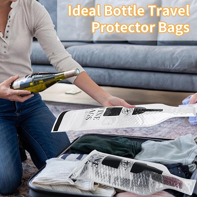 Wine Bags for Travel, 3 Set Reusable Wine Bottle Travel Protector Bags, Double Layer Leak Proof Wine Travel Bags for Wine Bottles Airplane Car Cruise Safety Impact Resist, Wine Sleeves for Suitcase
