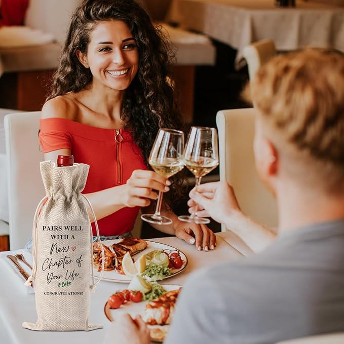 Going Away Gifts for Friends Leaving Away Farewell Retirement Gifts for Women Coworkers New Beginning New Business Owner Gifts for Women Men Pairs Well With A New Chapter of Your Life Wine Bag