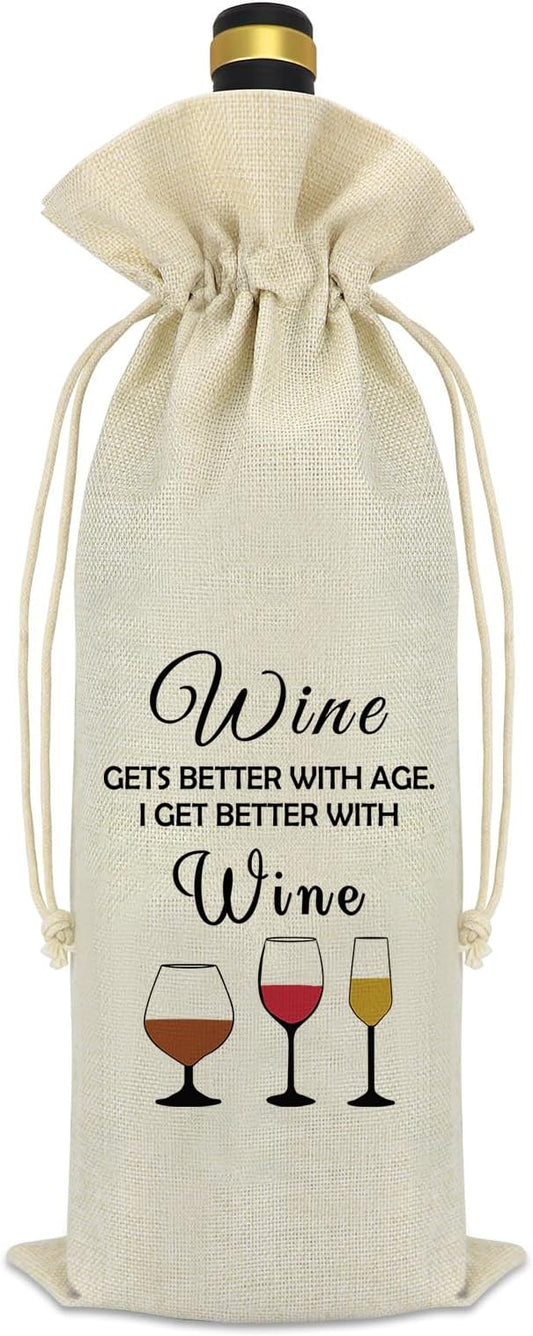 Wine Gift for Wine Lover Wine Bag Birthday Gift for Women Men Wine Lover Gifts for Her Best Friends Friendship Gifts Coworker Boss Leader Gift Funny Wine Themed Gifts Housewarming Gift Wine Bottle Bag