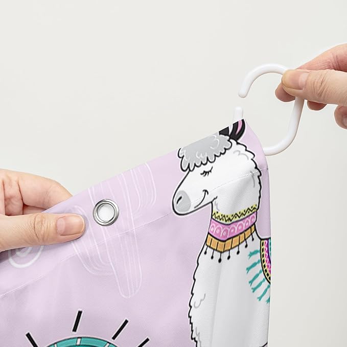 AILONEN Cool Llama Shower Curtain,Purple Desert Cactus Llama Bath Curtain,Polyester Water for Bathroom with 12 Plastic Hooks,72" W*78" H Purple