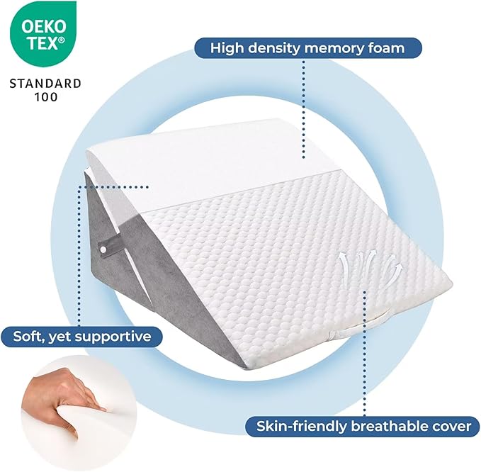 COOLBEBE Bed Wedge Pillow for Sleeping, Adjustable Folding Wedge Pillow for Snoring and After Surgery - 9 & 11 Inch, Elevated Triangle Pillow for Back Pain Relief, Acid Reflux, Leg Support