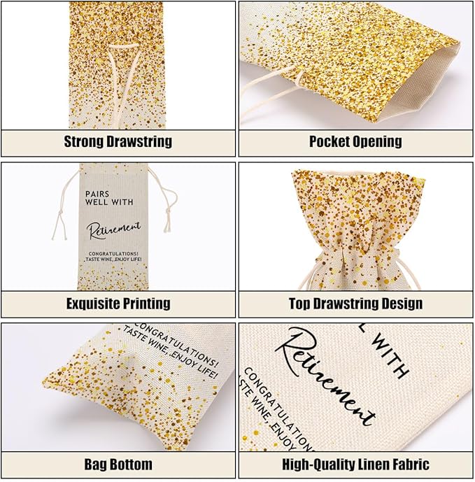 CVYW Wine Accessory Sets 325 Retirement Gifts Congratulations Gift Wine Bag Retired Gifts for Women Men Friend Coworker Grandma Bestie Lady Ideas for Retirement Wine Bags Christmas Birthday