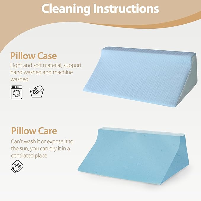 Wedge Pillow for Side Sleeping, Memory Foam Back Pillow Positioners for Side Sleeper, Preventing Bedsores, After Surgery, Pregnancy Support, Ankle Support, Bed Wedge Pillow