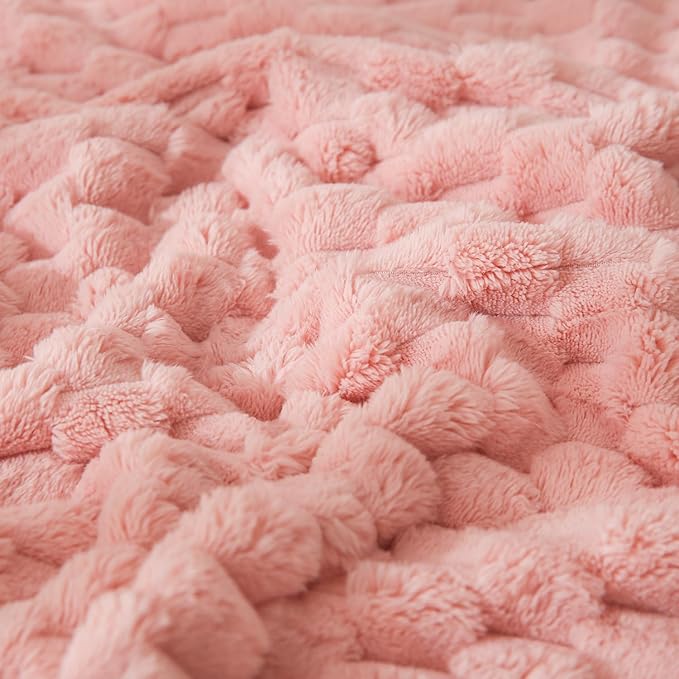 HOMRITAR Baby Blanket for Girls Fleece Fluffy Fuzzy Blanket for Toddler Bed 3D Imitation Turtle Shell Jacquard Bed Blankets, Soft Cozy Warm Receiving Blanket (30 x 40 Inch, Pink)