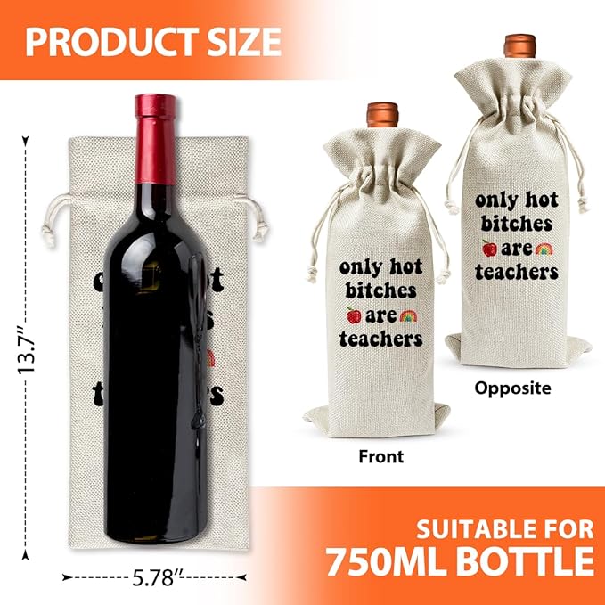 Teacher Appreciation Gift Wine Bag, Graduation Gift For Teacher Coworkers Colleagues, Teachers Day Gift, Cheering To Be A Teacher, Graduation Party Favors, Reusable Drawstring Wine Bag