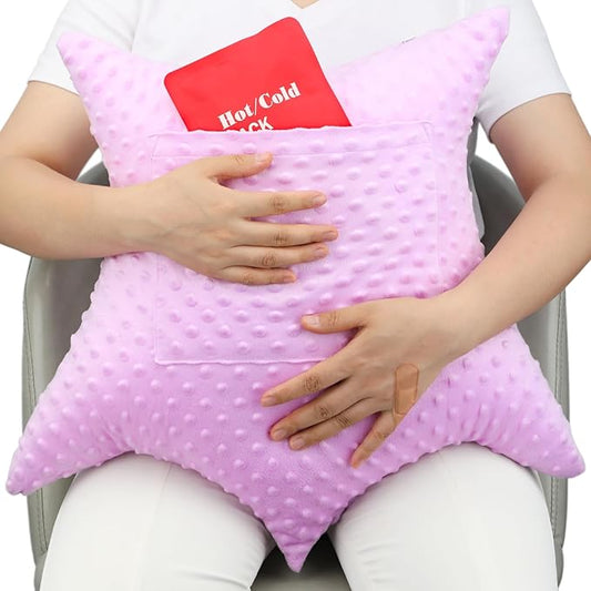 Star Hysterectomy Pillow Abdominal Recovery Pillows for C-Section Tummy Tuck Lumpectomy Myomectomy Belly Surgery Must Haves Shock Absorbing Cough Cushion Patients Gifts Minky Dot Lavender