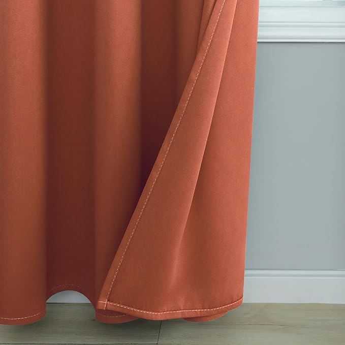 Mrs.Naturall Burnt Orange Blackout Curtains 96 Inches Long 2 Panel Set,Fall Decorative Hippie Bohemain Curtains for Living Room 96 Inch Length