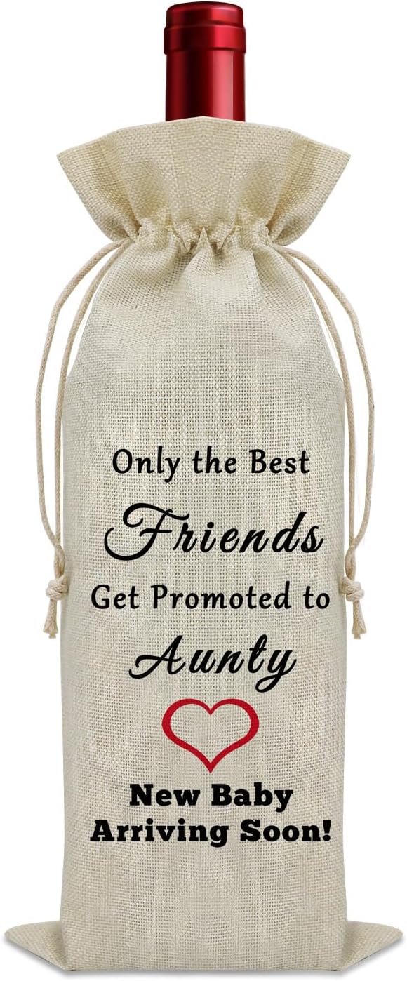 Friends to Aunts Gifts Wine Bag Best Friend Promoted to Aunt Gifts Pregnancy Reveal Gifts for Friends Wine Bottle Decoration Bag Thank You Gifts for Aunty Wine Accessories Gifts for Wine Lovers