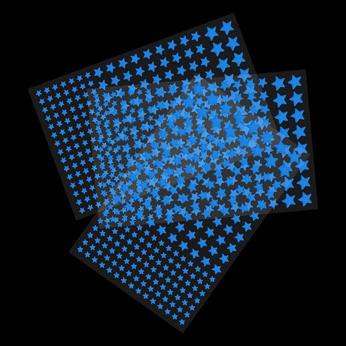 MECCANIXITY Glow in The Dark Star Decals Decor Blue Wall Stickers for Ceiling Bedroom Bedding Room 3 Set