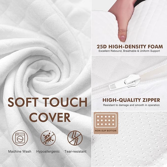 Wedge Pillow Headboard, Pillow Wedge for Headboard Gap with 2 Side Large Pocket, Bed Gap Filler (0-8"), Headboard Wedge Pillow Queen Size(White, 60"x10"x6")