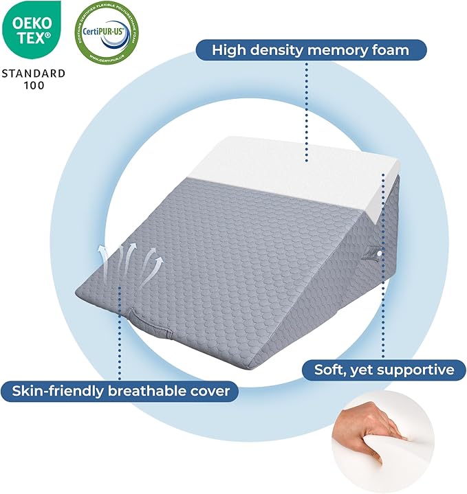 COOLBEBE Bed Wedge Pillow for Sleeping, Air Layer Adjustable Wedge Pillow for Snoring and After Surgery - 9 & 11 Inch, Elevated Triangle Pillow for Back Pain Relief, Acid Reflux, Leg Support