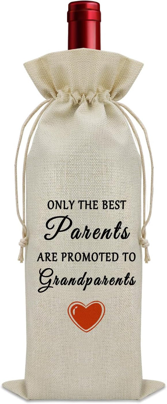 Parents Promoted to Grandparents Wine Bag New Grandparents Gifts First Time Grandparents to Be Gifts Wine Bottle Decoration Bag Pregnancy Reveal Gifts for Grandparents New Grandma and Grandpa Gifts