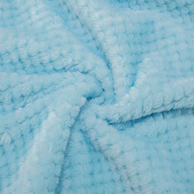 Fuzzy Blanket or Fluffy Blanket for Baby, Soft Warm Cozy Coral Fleece Toddler, Infant or Newborn Receiving Blanket for Crib, Stroller, Travel, Decorative (28Wx40L, XS-Ice Blue)