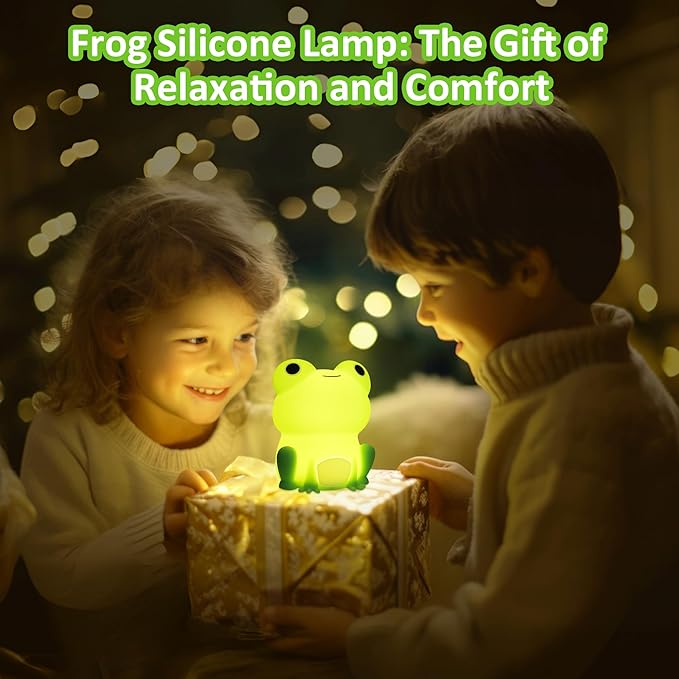 Frog Night Light, Frog Gifts for Girl, Frog Lamp Gifts Bedside Lamp for Nursery, ABS+SIL, Touch Control, Portable and Rechargeable Dimmable, Birthday Gifts for Boys Girls