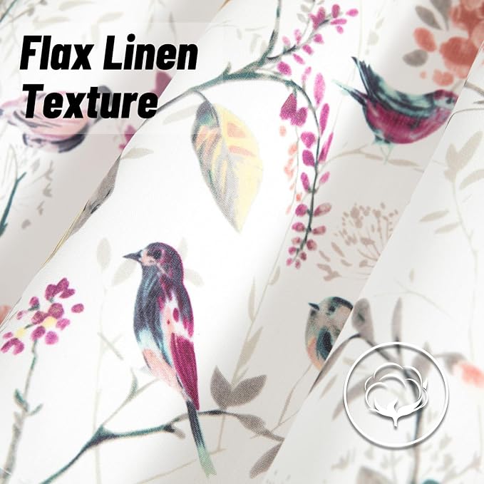 Leeva Window Valances for Laundry Bedroom Living Room, Birds Vines Printed Small Curtains Rod Pocket Vintage Semi-Blackout Valance for Windows, 52 x 18 Inch, Purple Birds, One Panel