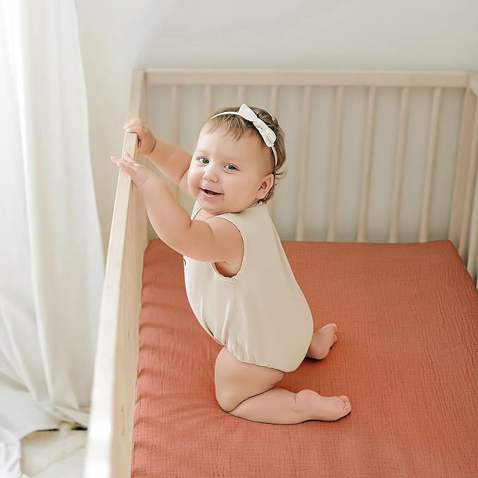 Lulu moon Muslin Crib Sheets - Fitted Crib Mattress Sheets for Boys and Girl - 28"x 52", 2 Pack