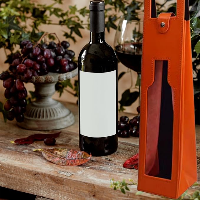 Resuable Leather Wine Tote Bag,Leather Wine Bottle Packaging Bag Classic Single Wine Bottle Gift Bag Leather Wine Carrier Tote Other Bar Accessories